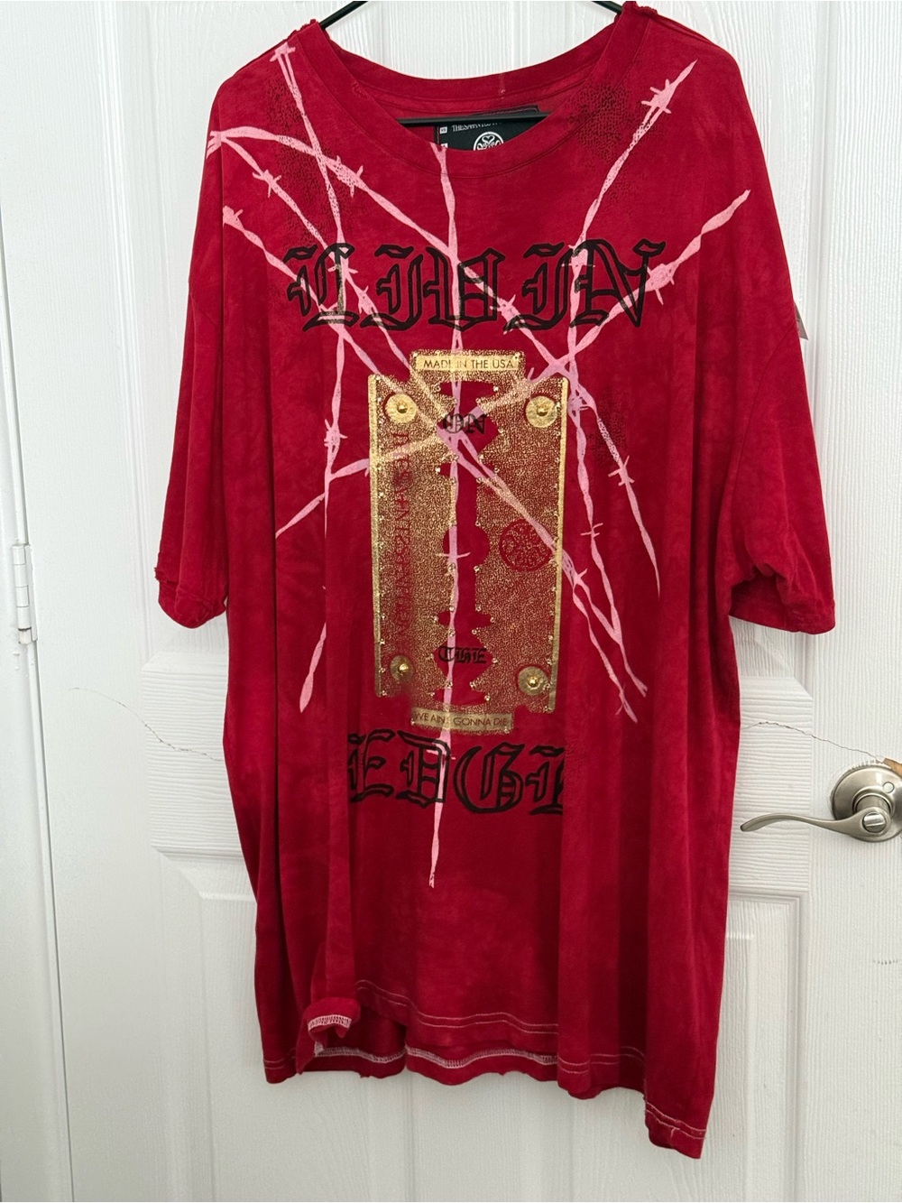 The Saints Sinphony 5XL One Of A Kind Red Rhinestone Gothic Tee Like New